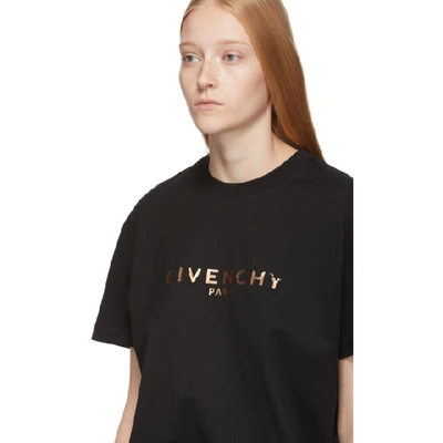 Shop Givenchy Black Rose Gold Print Logo T-shirt In 001 Black