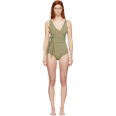 Shop Lisa Marie Fernandez Green Dree Louise One-piece Swimsuit In Olive