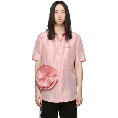 Shop Miu Miu Pink Taffeta Rose Shirt