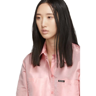 Shop Miu Miu Pink Taffeta Rose Shirt