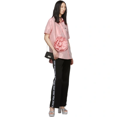 Shop Miu Miu Pink Taffeta Rose Shirt