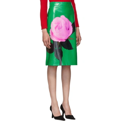 Shop Prada Green Large Rose Print Skirt In Meadow