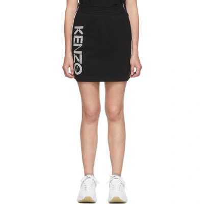 Shop Kenzo Black And White Sport Logo Miniskirt In 99 -black
