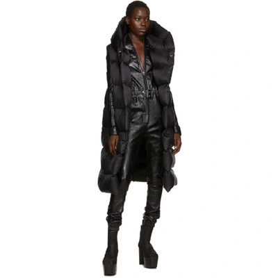 Shop Rick Owens Black Leather Cargo Bodybag Jumpsuit In 09 Black