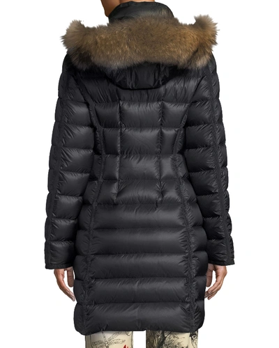 Moncler Hermifur Fitted Puffer Coat With Removable Fur Hood In Black |  ModeSens