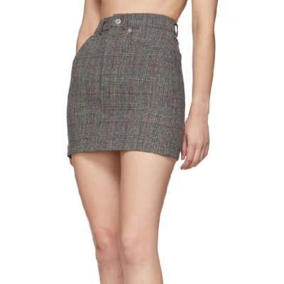 Shop Helmut Lang Grey Prince Of Wales Miniskirt In Charcoal