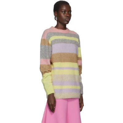 Shop Acne Studios Purple And Yellow Oversized Striped Sweater In Lilac/yello