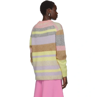 Shop Acne Studios Purple And Yellow Oversized Striped Sweater In Lilac/yello
