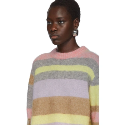 Shop Acne Studios Purple And Yellow Oversized Striped Sweater In Lilac/yello