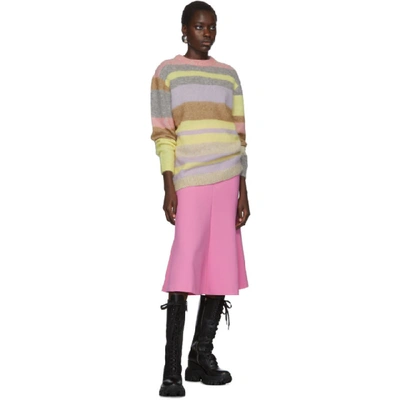 Shop Acne Studios Purple And Yellow Oversized Striped Sweater In Lilac/yello