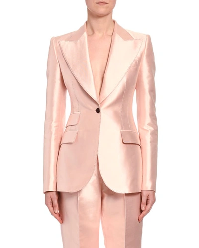 Shop Dolce & Gabbana Silk Satin One-button Jacket In Pink