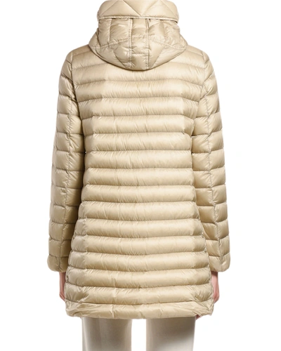 Shop Moncler Rubis Hooded Puffer Jacket In Beige