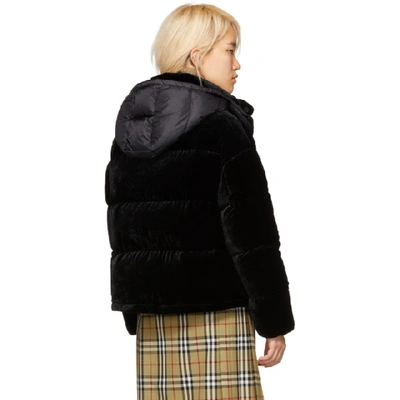 Shop Moncler Black Velvet Down Caille Jacket