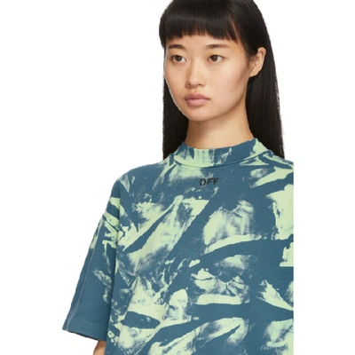 Shop Off-white Green And Blue Tie-dye T-shirt In Gasoline Wh