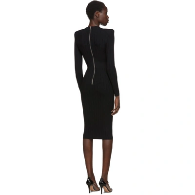 Shop Balmain Black Rib Knit Cut-out Dress In 0pa Black