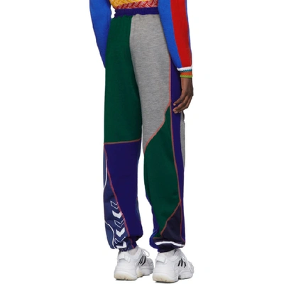 Shop Ahluwalia Studio Ahluwalia Blue And Green Patchwork Jogger Lounge Pants