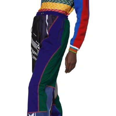 Shop Ahluwalia Studio Ahluwalia Blue And Green Patchwork Jogger Lounge Pants