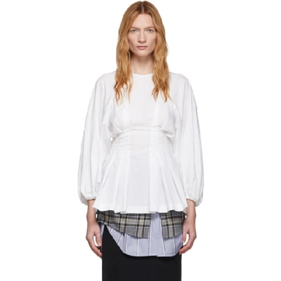 Shop Enföld Enfold White Pleated Blouse In O10w White