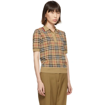 Shop Burberry Beige Jacquard Check Chatterto Polo In Archive Bei