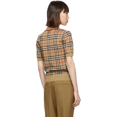 Shop Burberry Beige Jacquard Check Chatterto Polo In Archive Bei