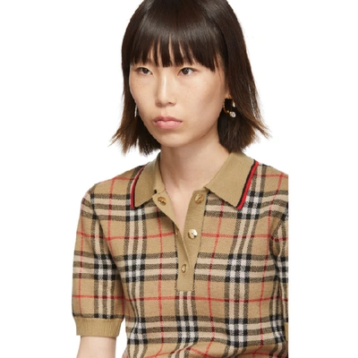 Shop Burberry Beige Jacquard Check Chatterto Polo In Archive Bei