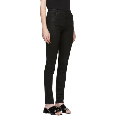 Shop Gucci Black Coated Skinny Jeans In 1000 Black