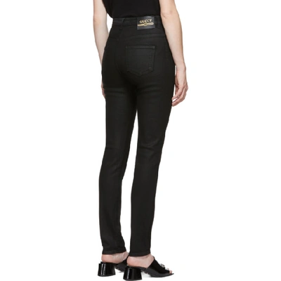 Shop Gucci Black Coated Skinny Jeans In 1000 Black