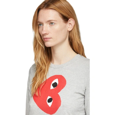 Shop Comme Des Garçons Play Comme Des Garcons Play Grey Horizontal Heart Long Sleeve T-shirt In 1 Grey