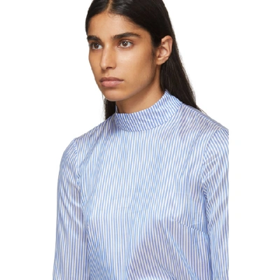 Shop Erdem Blue And White Silk Striped Lindsay Blouse In Blue/wht