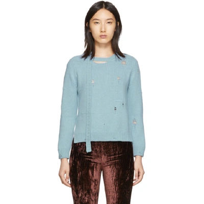 Shop Marc Jacobs Blue The Worn And Torn Crewneck Sweater In 450 Pale Bl