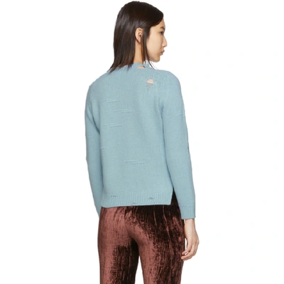 Shop Marc Jacobs Blue The Worn And Torn Crewneck Sweater In 450 Pale Bl