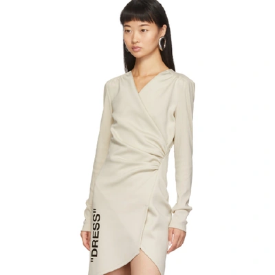 Shop Off-white Beige Side Opening Mini Dress In Beige/black