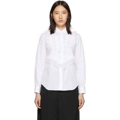 Shop Comme Des Garçons Comme Des Garcons White Thick Georgette Detail Shirt In 2 White/wht