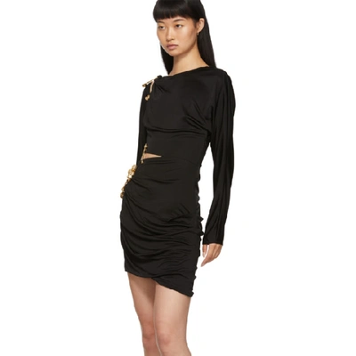 Shop Versace Black Draped Safety Pin Dress