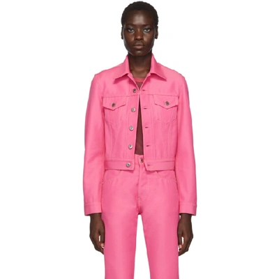 Shop Helmut Lang Pink Denim Masc Trucker Jacket In Prism Pink