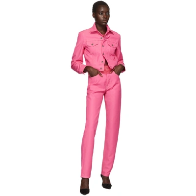 Shop Helmut Lang Pink Denim Masc Trucker Jacket In Prism Pink