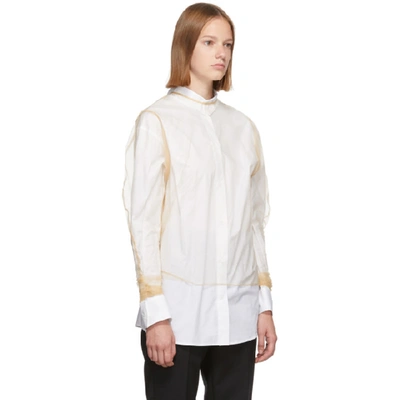 Shop Noir Kei Ninomiya Beige Mesh Long Sleeve Blouse In 2 Beige