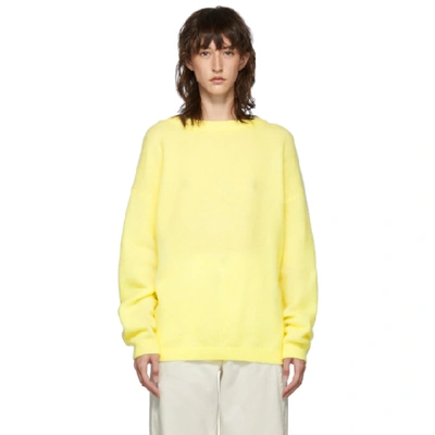 Shop Acne Studios Yellow Mohair Oversized Sweater In Light Yello