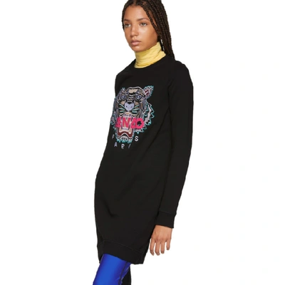 Shop Kenzo Black Classic Tiger Sweatshirt Dress In 99 Black