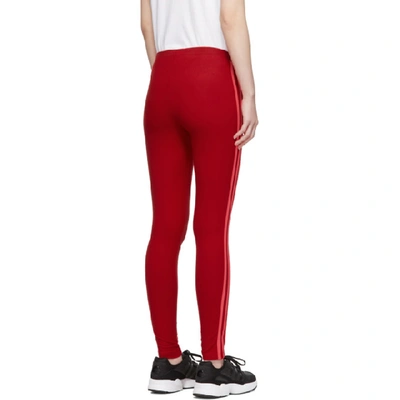 Shop Adidas Originals Red 3-stripes Leggings In Scarlet