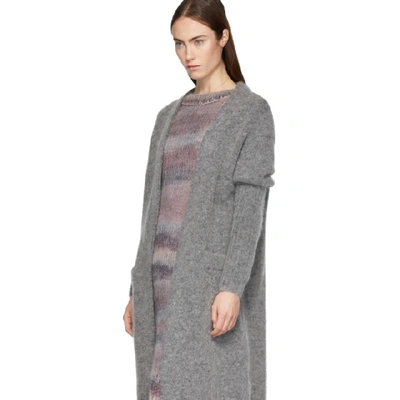 Shop Acne Studios Grey Mohair Long Raya Cardigan In Grey Melang