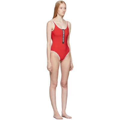 Shop Burberry Red Zeta One-piece Swimsuit In Bright Red
