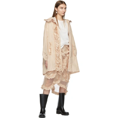 Shop Moncler Genius 4 Moncler Simone Rocha Beige Ruffle Coat In 529 Beige