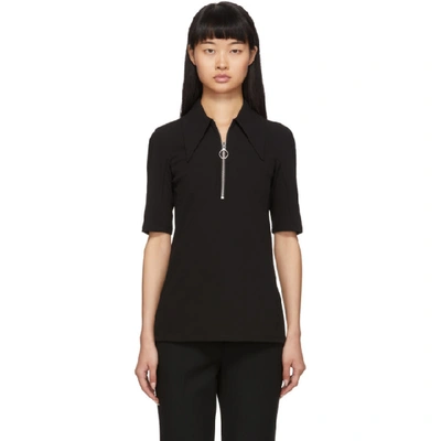 Shop Tibi Black Crepe Structured Polo In Black Black