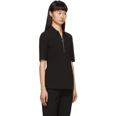 Shop Tibi Black Crepe Structured Polo In Black Black