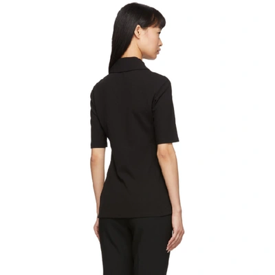 Shop Tibi Black Crepe Structured Polo In Black Black