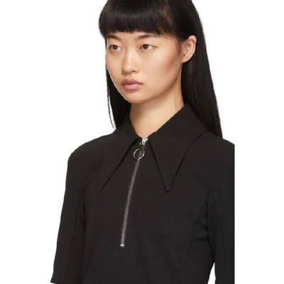 Shop Tibi Black Crepe Structured Polo In Black Black