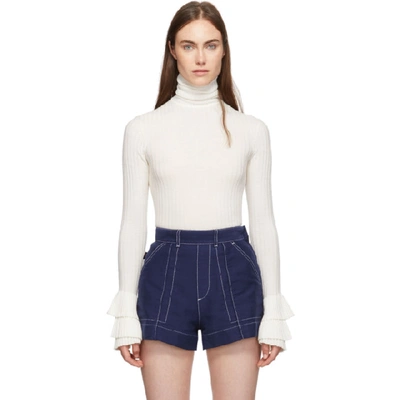 Shop Chloé Chloe Off-white Merino Turtleneck In 107 Iconmlk