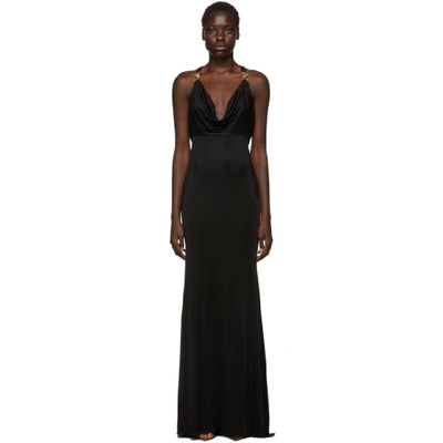 Shop Versace Black Medusa Draped Cocktail Dress In A1008 Black