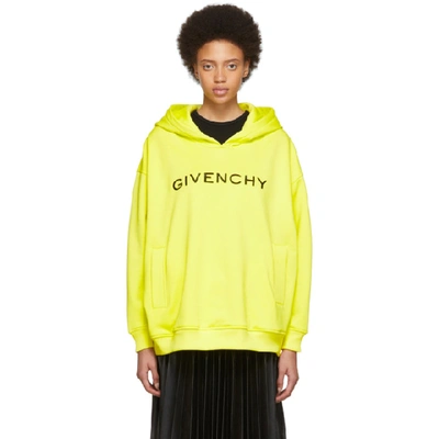 Shop Givenchy Yellow Logo Hoodie In 730 Yellow